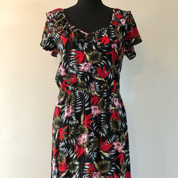 Women’s Calzedonia Cobey Black Floral Tropical Maxi Dress Beach Coverup size S - Picture 5 of 16